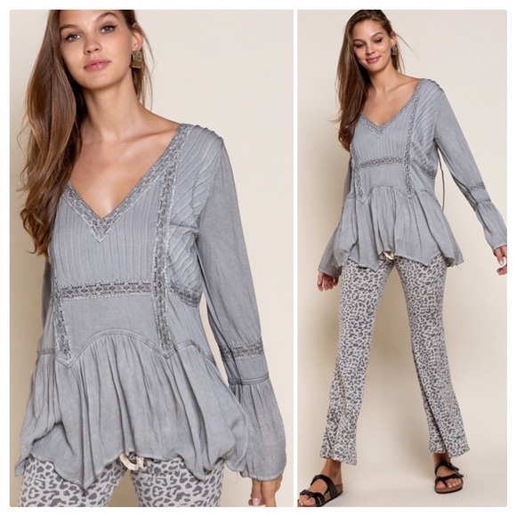 POL Stone Grey Tie Up Top - Picture 10 of 13